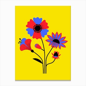 Flowers On A Yellow Background Canvas Print