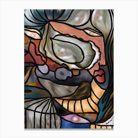 Colorful Abstract Woman With Pearls Madame Survivor Portrait Canvas Print
