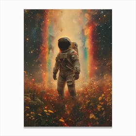 Space Odyssey: Retro Poster featuring Asteroids, Rockets, and Astronauts: Astronaut In Space 3 Canvas Print