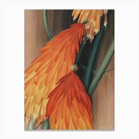 Orange Floral Wall Art Print Canvas Print