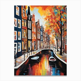 Amsterdam Canal Painting Canvas Print