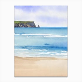 Perranporth Beach 2, Cornwall Watercolour Canvas Print