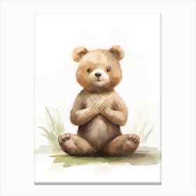 Yoga Teddy Bear Painting Watercolour 3 Canvas Print
