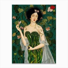 Woman In A Green Dress 2 Canvas Print