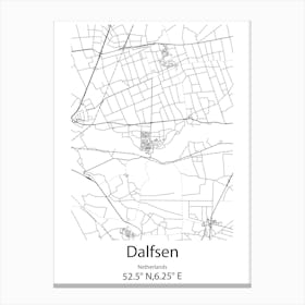 Dalfsen,Netherlands Minimalist Map Canvas Print