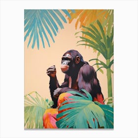 Chimpanzee 1 Tropical Animal Portrait Canvas Print