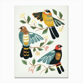 Folk Style Bird Painting Eurasian Sparrowhawk 2 Canvas Print