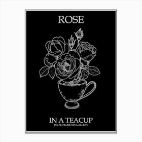 Rose In A Teacup Line Drawing 2 Poster Inverted Canvas Print