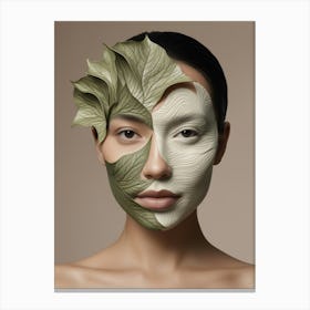 Woman With Leaves On Her Face Canvas Print