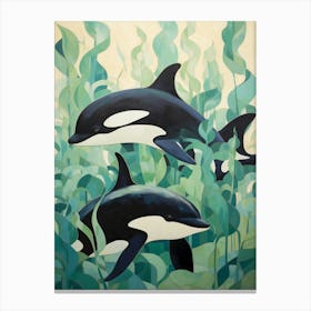 Matisse Style Orca Whales 1 Canvas Print
