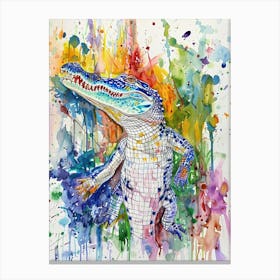 Crocodile Colourful Watercolour 2 Canvas Print