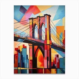 Brooklyn Bridge New York City V, Vibrant Modern Abstract Painting Canvas Print