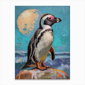 African Penguin Half Moon Island Oil Painting 1 Canvas Print