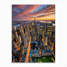 Manhattan's Electric Evening Commute Canvas Print