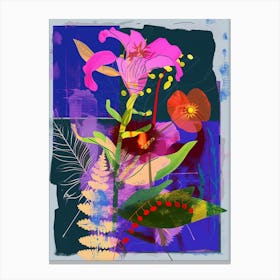 Lisianthus 1 Neon Flower Collage Canvas Print
