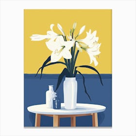 Amaryllis Flowers On A Table   Contemporary Illustration 2 Canvas Print