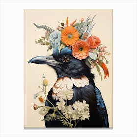 Bird With A Flower Crown Magpie 6 Canvas Print