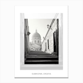 Poster Of Dubrovnik, Croatia, Black And White Old Photo 1 Canvas Print