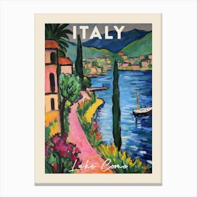 Lake Como Italy 7 Fauvist Painting  Travel Poster Canvas Print