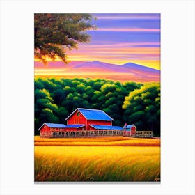 Red Barn At Sunset Canvas Print