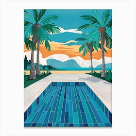 Pool With Palm Trees Canvas Print