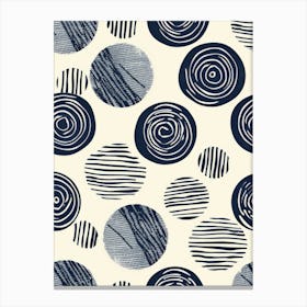 Circles In Navy Canvas Print