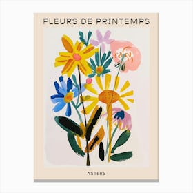 Spring Floral French Poster  Asters 4 Canvas Print