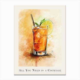 All You Need Is A Cocktail Tile Poster 8 Canvas Print