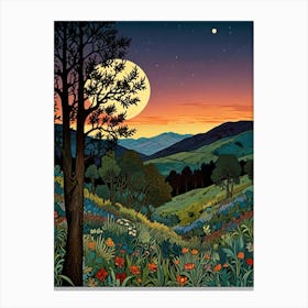 William Morris Moonlight In The Mountains Canvas Print