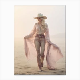 Cowgirl On Beach 2 Canvas Print