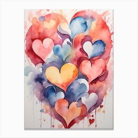 Watercolor Hearts Canvas Print