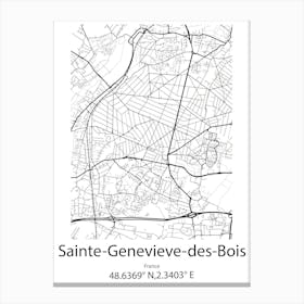 Sainte Genevieve Des Bois,France Minimalist Map Canvas Print