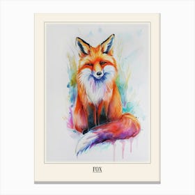 Fox Colourful Watercolour 2 Poster Canvas Print