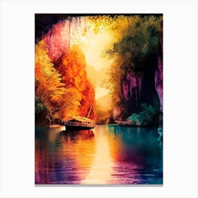 The Puerto Princesa Underground River Watercolour Canvas Print