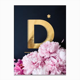 Flower Alphabet D Canvas Print
