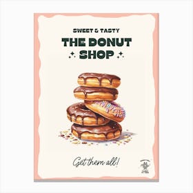 Stack Of Chocolate Donuts The Donut Shop 2 Canvas Print