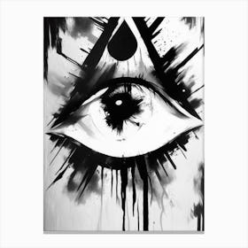 Abstract Expression, Symbol, Third Eye Black & White 1 Canvas Print