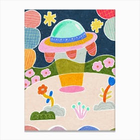 Colorful Spaceship Canvas Print