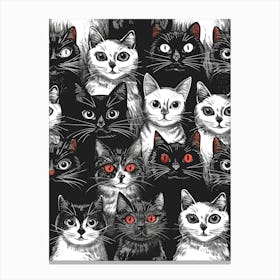 Perfectly Repeatable Artwork With Cute Cat Faces 32 Canvas Print