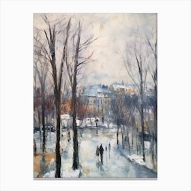 Winter City Park Painting Parc De La Vilette Paris 4 Canvas Print