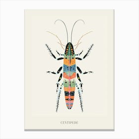 Colourful Insect Illustration Centipede 1 Poster Canvas Print