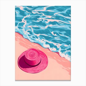 Pink Hat On The Beach Canvas Print