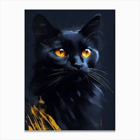 Black Cat With Yellow Eyes Canvas Print