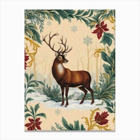 Deer In Winter 1 Style William Morris Canvas Print