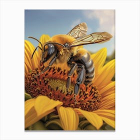 Carpenter Bee Storybook Illustration 7 Canvas Print
