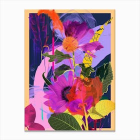Celosia 3 Neon Flower Collage Canvas Print