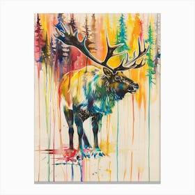 Caribou Colourful Watercolour 1 Canvas Print