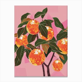 Orange Disco Ball Tree Funky Green Oranges Tree Canvas Print