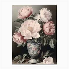 Pink Peonies In A Vase Canvas Print