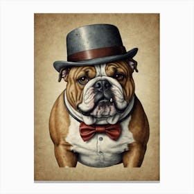 Bulldog In A Top Hat Canvas Print